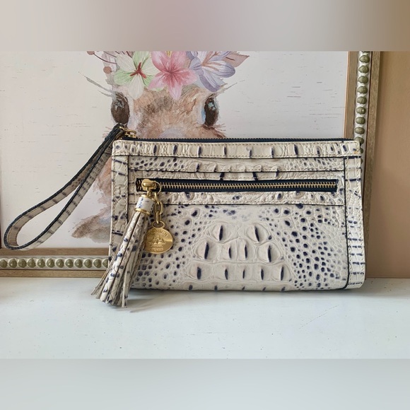 2 ITEMS HTF Brahmin Marble (navy) Medium Asher tote with Anna clutch/wristlet - Picture 2 of 16